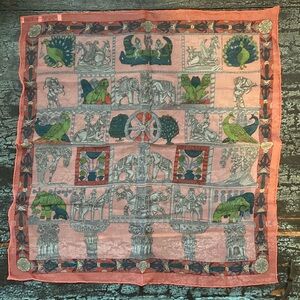 Hermes Torana Tower Gate Carre 45 Silk 100 Scarf Statue Orange Multi 22M Women